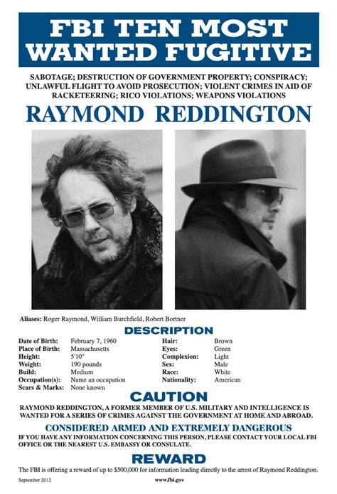 raymond reddington wanted poster